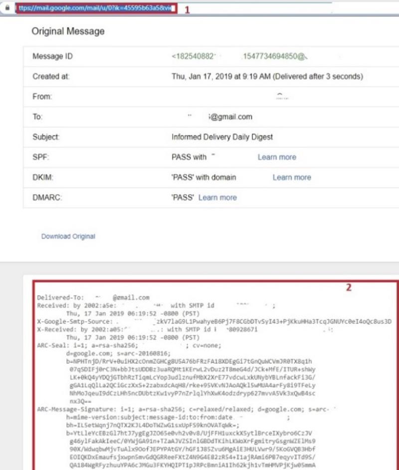 how to view email headers in Gmail