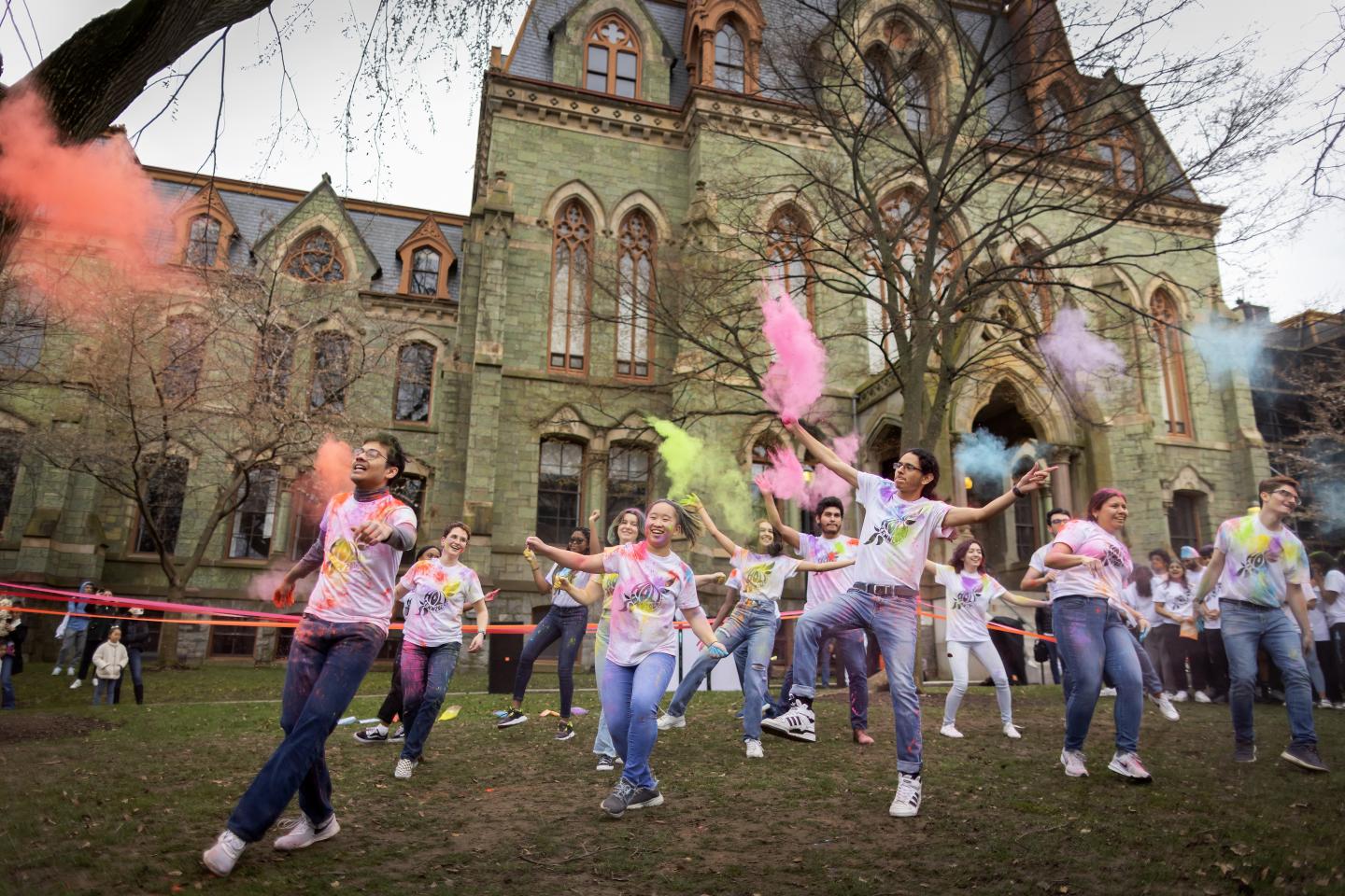 Celebration outside College Hall, University of Pennsylvania