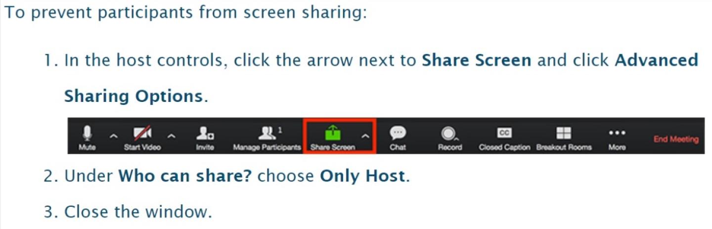 Image on how to share screen in Zoom