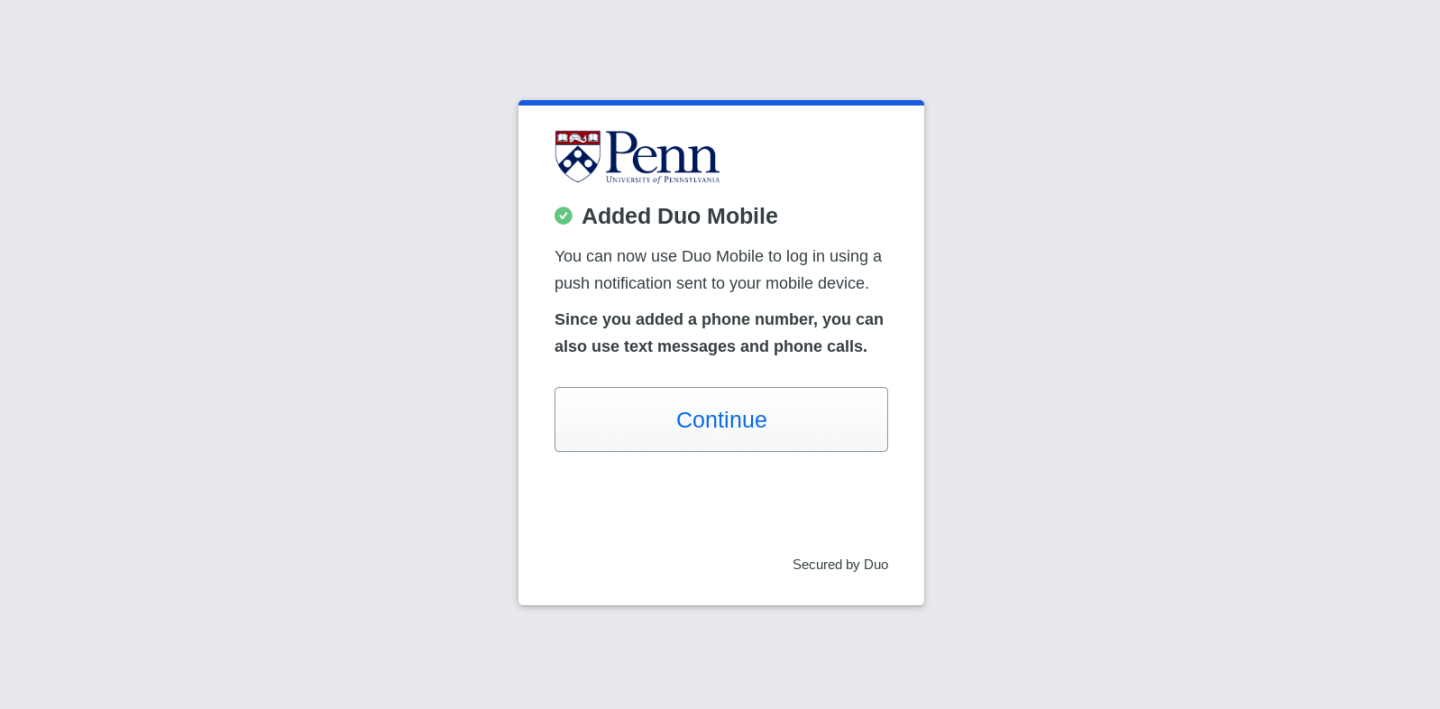 Added Duo mobile screen