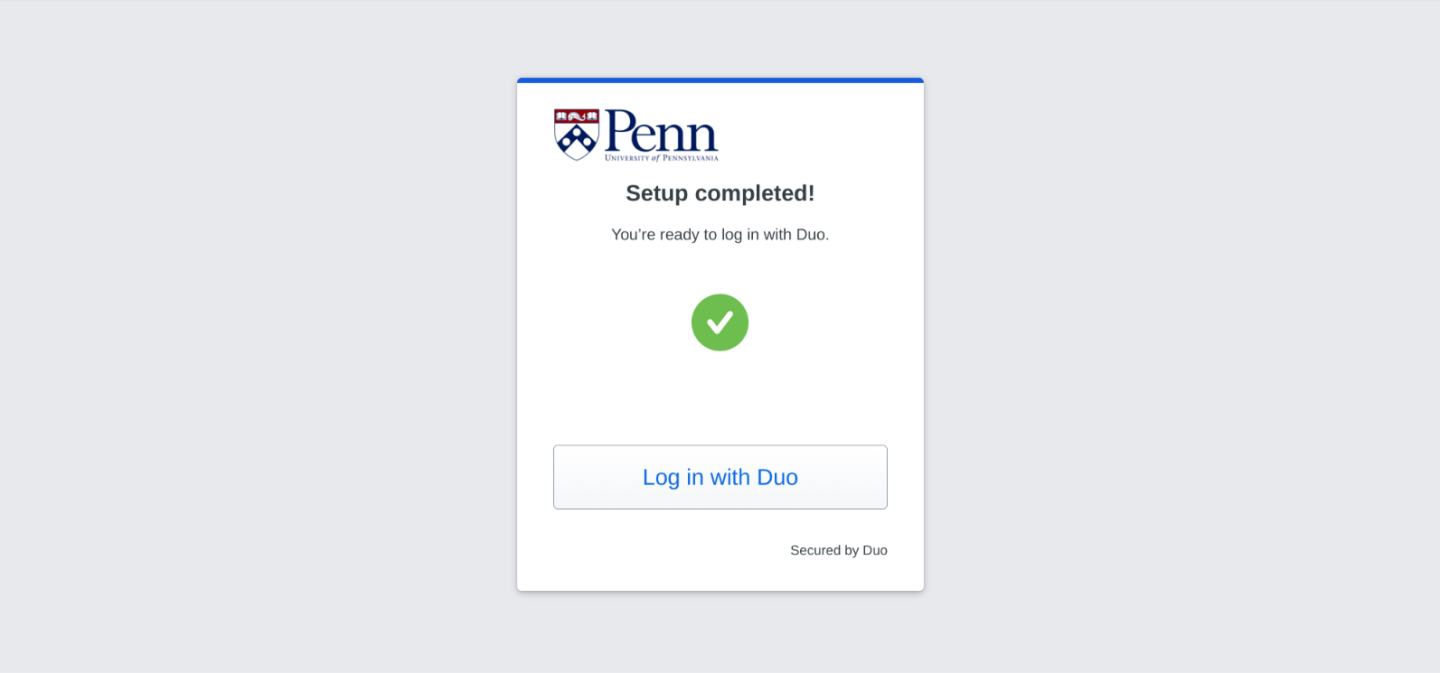 Duo successful enrollment message