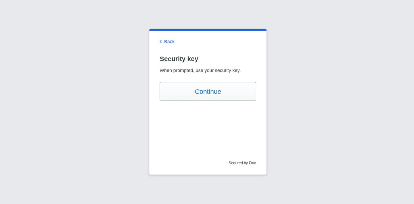 Duo security key screen