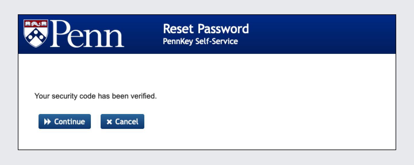 SSPR Identity Confirmation Message screen