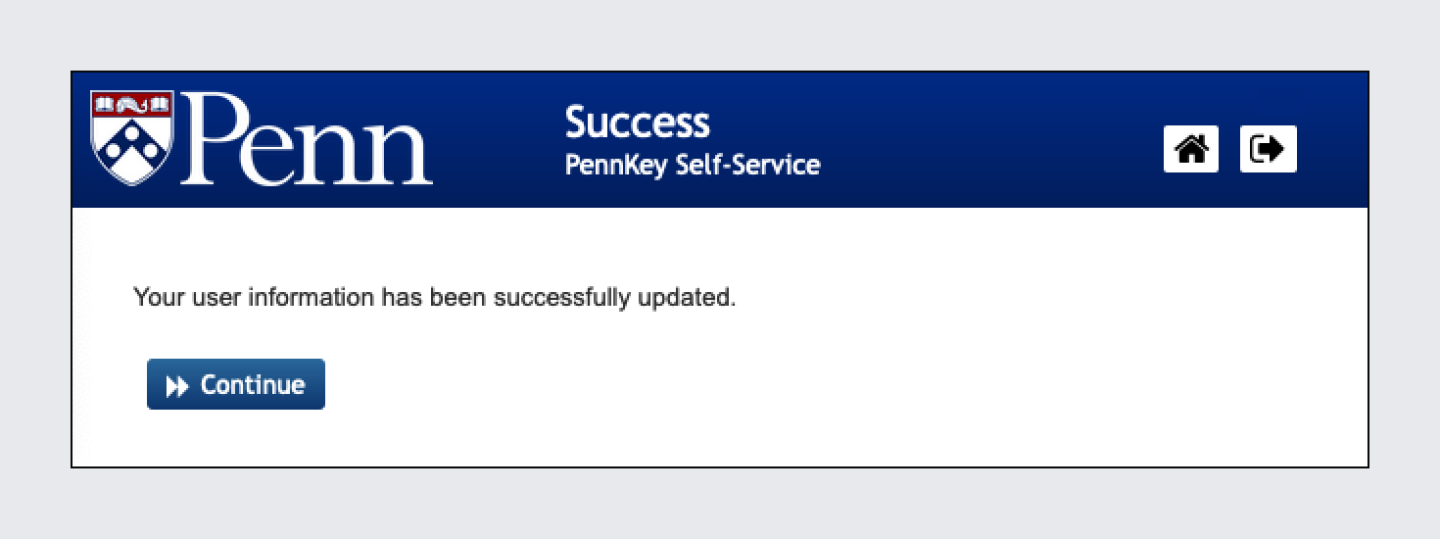 SSPR Success screen