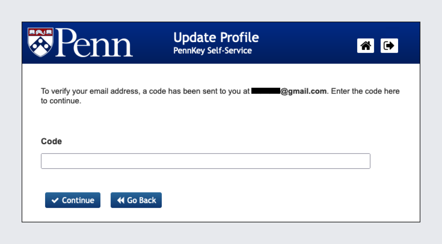 SSPR Verify Email screen