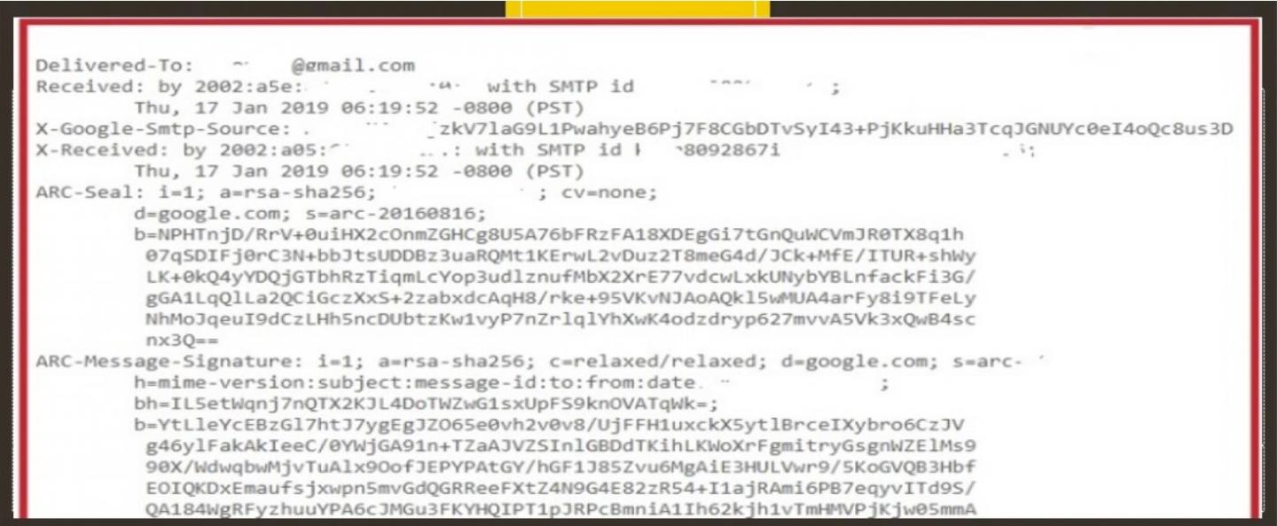 image of email headers